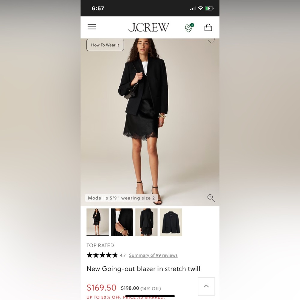 Jcrew 365 New Going Out Blazer. Currently selling online Black sz 6
